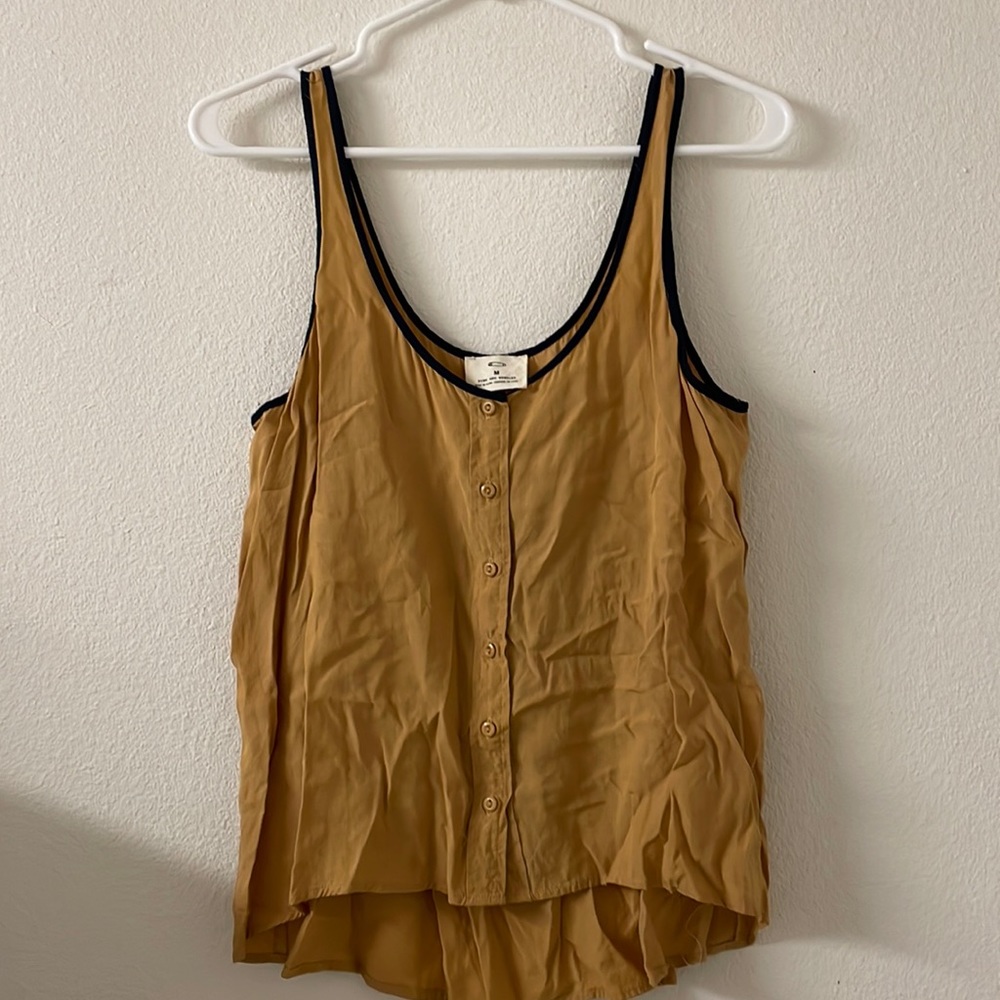 Mustard button tank with black trim size small urban outfitters